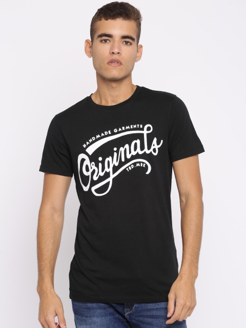 

Jack & Jones Men Black Printed Round Neck T-shirt
