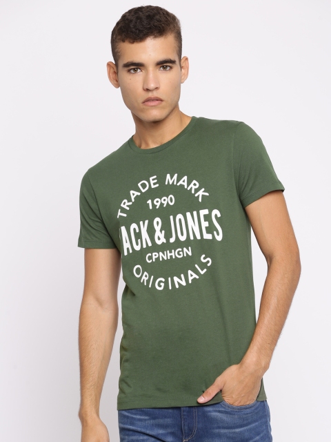 

Jack & Jones Men Green Printed Round Neck T-shirt