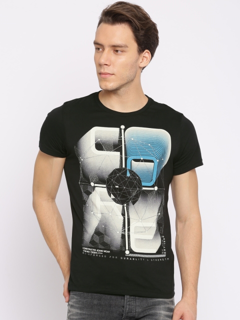 

Jack & Jones Men Black Printed Round Neck T-shirt