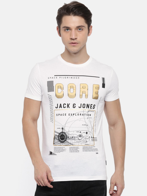 

Jack & Jones Men White Slim Fit Printed T-shirt