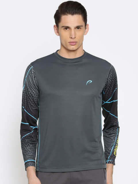 

Proline Active Men Charcoal Grey Printed T-shirt