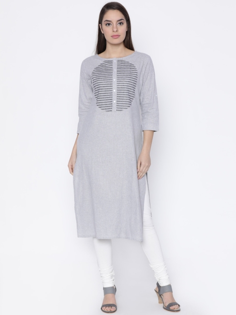 

Jashn Women Grey Yoke Design A-Line Kurta