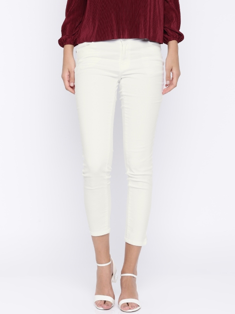 

Kraus Jeans Women White Skinny Fit Mid-Rise Clean Look K3051 Jeans