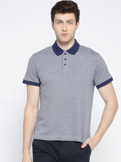 

American Crew Men Navy Blue & White Solid Polo Collar T-shirt