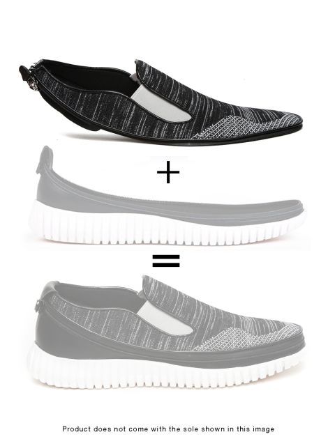 

ACBC Men Black & Grey Mocassino Knit Skin of Customizable Shoes