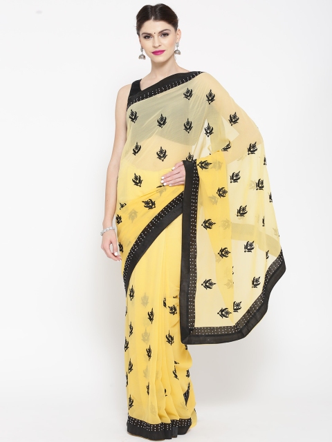 

Chhabra 555 Yellow Embroidered Chiffon Saree