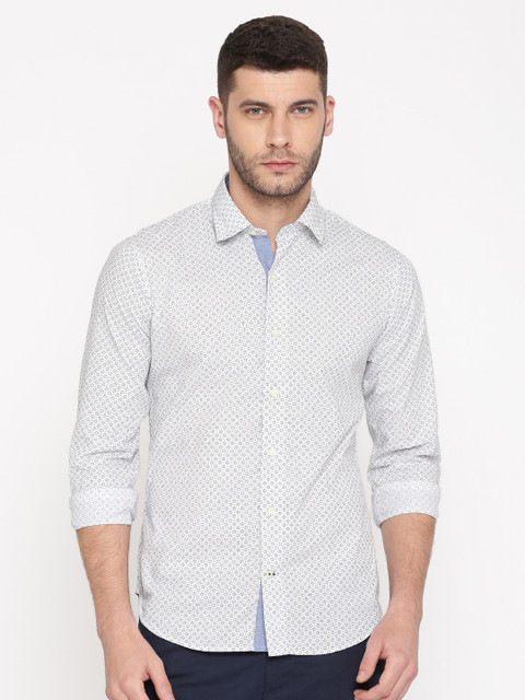

Nautica Men White & Black Slim Fit Printed Casual Shirt