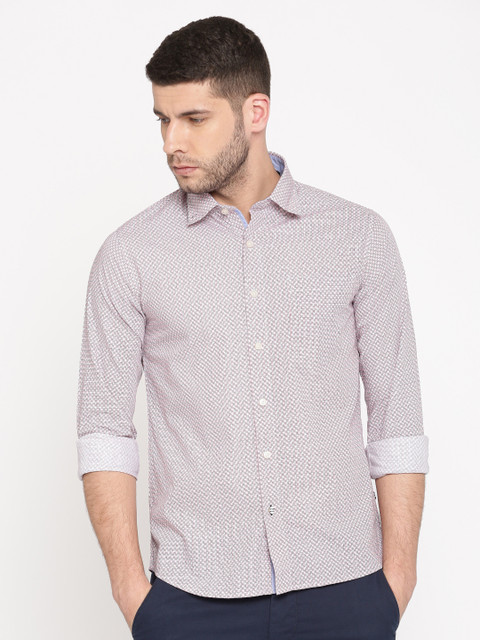 

Nautica Men White & Red Slim Fit Printed Casual Shirt