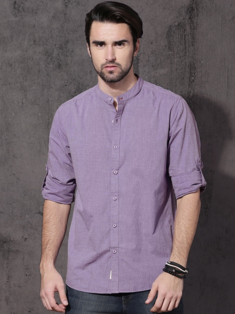 

Roadster Men Purple Slim Fit Solid Casual Shirt