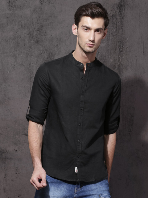 

Roadster Men Black Slim Fit Solid Casual Shirt