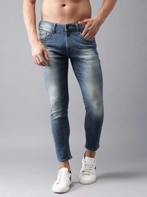 

HERE&NOW Men Blue Slim Fit Cropped Mid-Rise Clean Look Stretchable Jeans