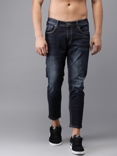 

HERE&NOW Men Blue Slim Fit Cropped Mid-Rise Clean Look Stretchable Jeans