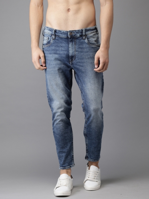 

HERE&NOW Men Blue Slim Tapered Fit Cropped Mid-Rise Clean Look Stretchable Jeans