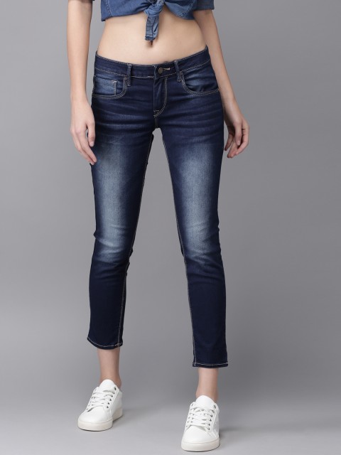 

HERE&NOW Women Blue Skinny Fit Mid-Rise Clean Look Stretchable Ankle-Length Jeans