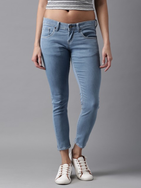 

HERE&NOW Women Blue Skinny Fit Mid-Rise Cropped Clean Look Stretchable Jeans