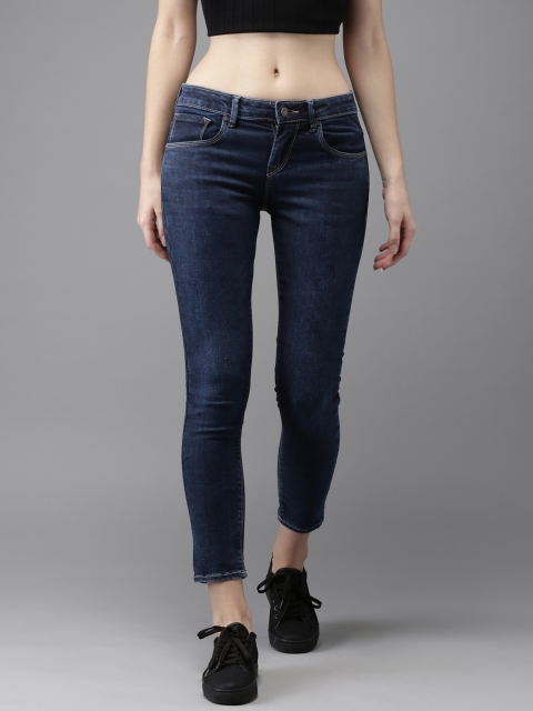 

HERE&NOW Women Blue Skinny Fit Mid-Rise Clean Look Stretchable Ankle-Length Jeans