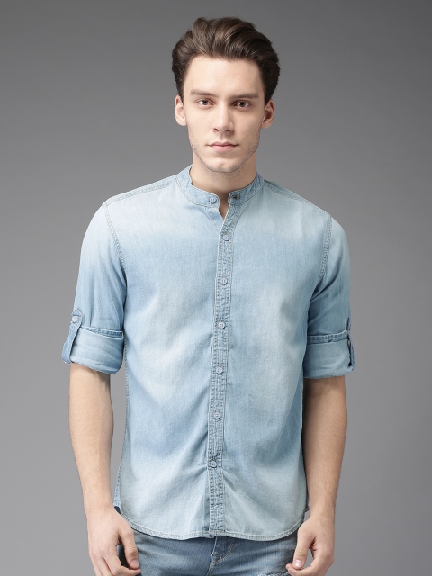 

HERE&NOW Men Blue Regular Fit Faded Denim Casual Shirt