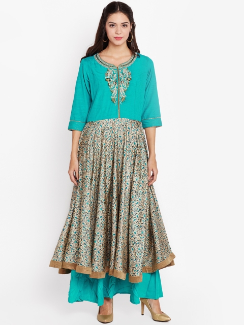 

Shree Women Blue & Beige Printed Maxi Dress