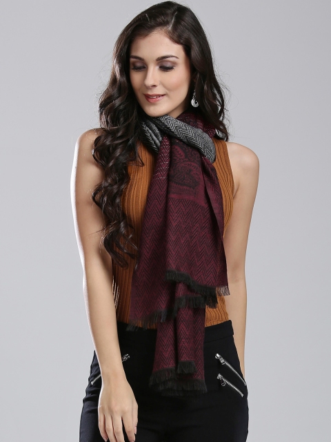 

W Maroon & Grey Paisley Pattern Stole
