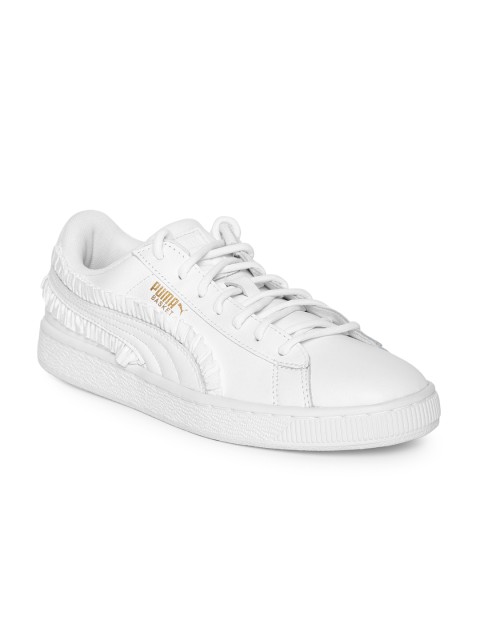 

Puma Women White Basket Classic Frill Sneakers