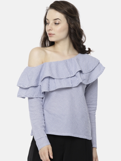 

20Dresses Women Blue & White Striped Top