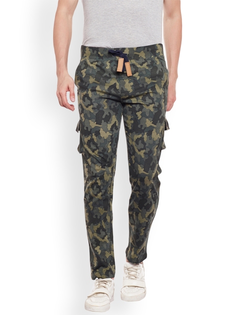 

Rodamo Men Green Camouflage Print Track Pants