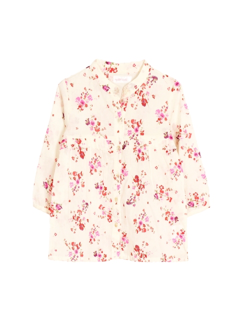 

My Little Lambs Girls Off-White Printed Pure Cotton Top