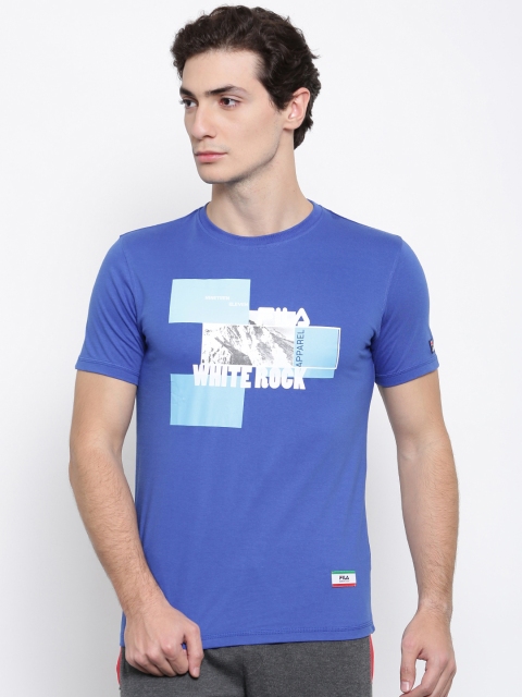 

FILA Men Blue Printed Round Neck T-shirt