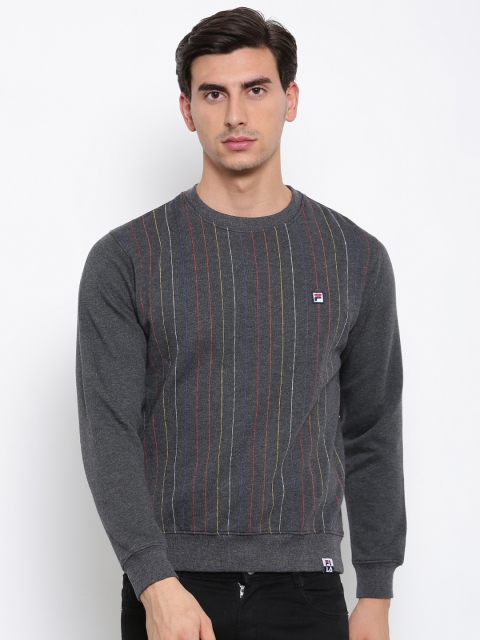 

FILA Men Charcoal Grey Striped BERMONDSEY Sweatshirt