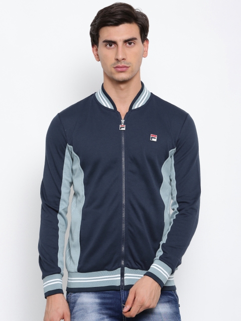 

FILA Men Navy Blue Solid Sporty Jacket