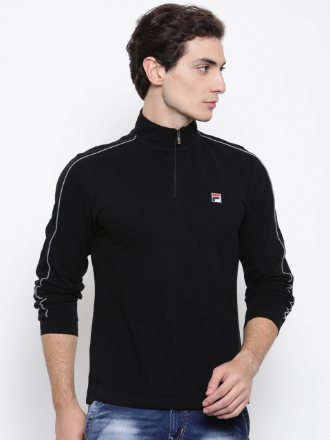 

FILA Men Black Self-Design High Neck T-shirt