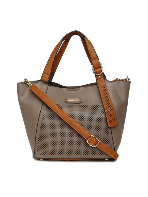 

ELLE Taupe Solid Tote Bag with Pouch