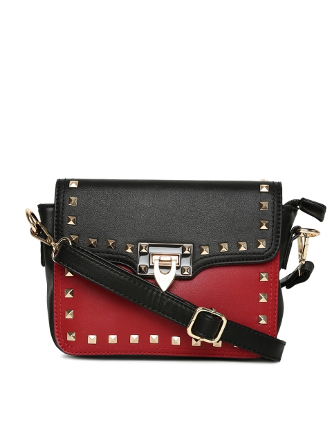 

ELLE Black & Red Colourblocked Sling Bag with Metallic Studs