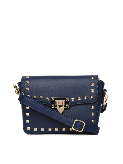 

ELLE Navy Blue Solid Sling Bag with Metallic Studs
