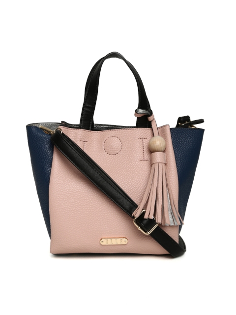 

ELLE Pink & Navy Blue Colourblocked Handheld Bag