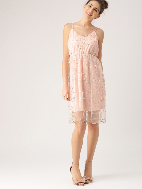 

DressBerry Women Pink Self-Design A-Line Dress