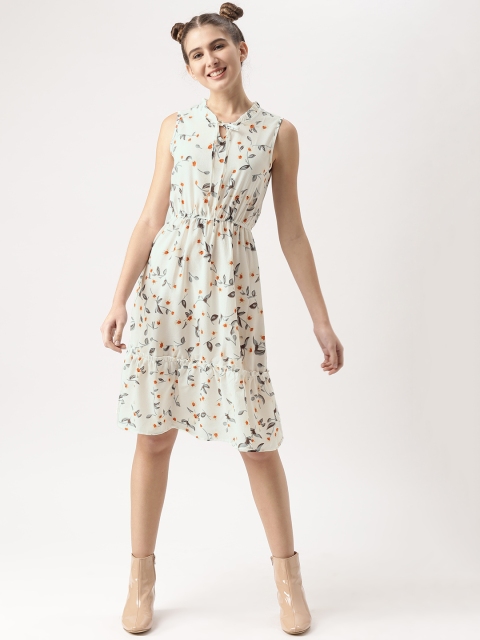 

DressBerry Women Off-White Printed Fit and Flare Dress
