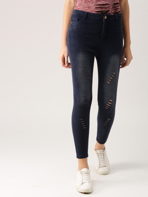 

DressBerry Women Navy Blue Slim Fit Mid-Rise Mildly Distressed Jeans