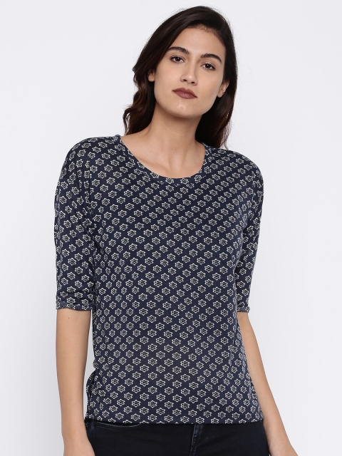 

U.S. Polo Assn. Women Navy Blue Printed Top