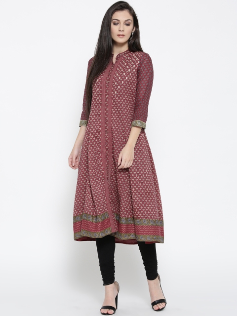 

Biba Women Maroon & Beige Printed Anarkali Kurta