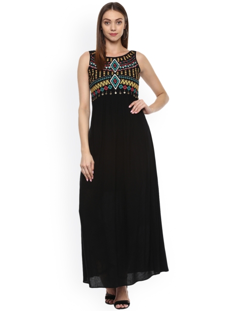 

Taurus Women Black Solid Maxi Dress