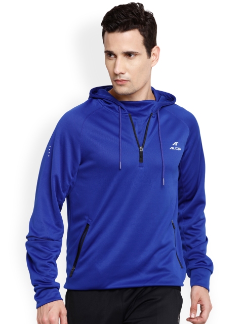 

Alcis Men Blue Solid Hooded Sweatshirt