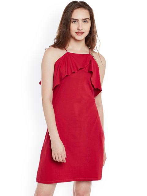 

Rue Collection Women Red Solid A-Line Dress