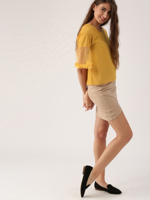 

DressBerry Women Mustard Yellow Styled Back Top