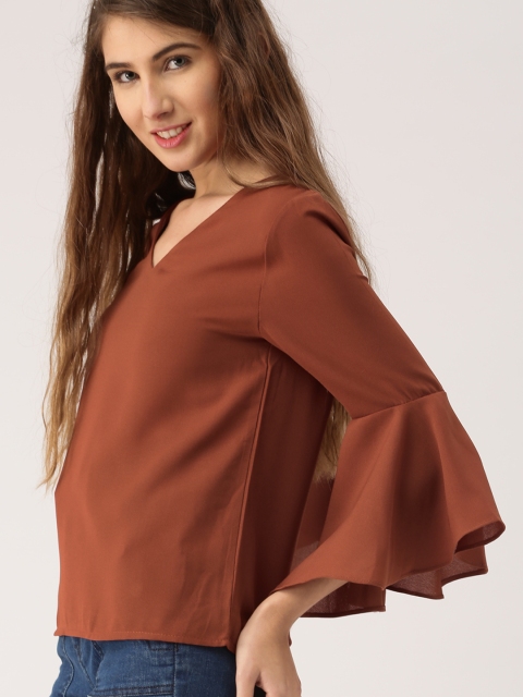 

DressBerry Women Rust Brown Solid Top