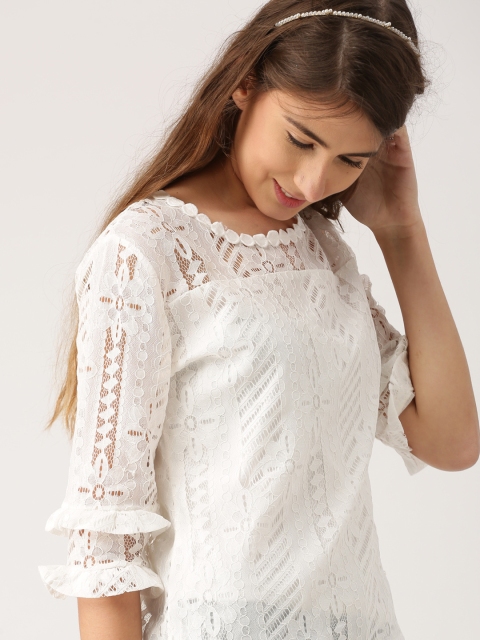 

DressBerry Women White Self Design Top