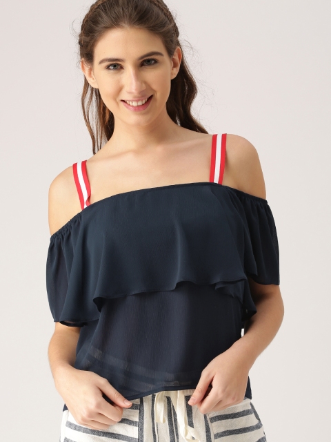 

DressBerry Women Navy Blue Solid Top