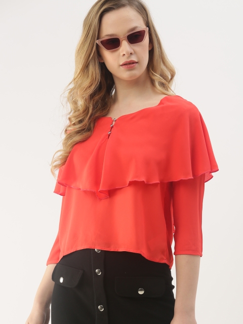 

DressBerry Women Coral Pink Solid Top