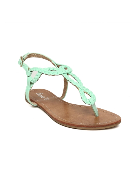 

People Women Green Braided Open Toe Flats