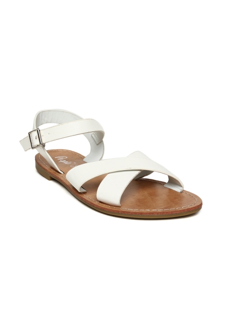 

People Women White Solid Open Toe Flats